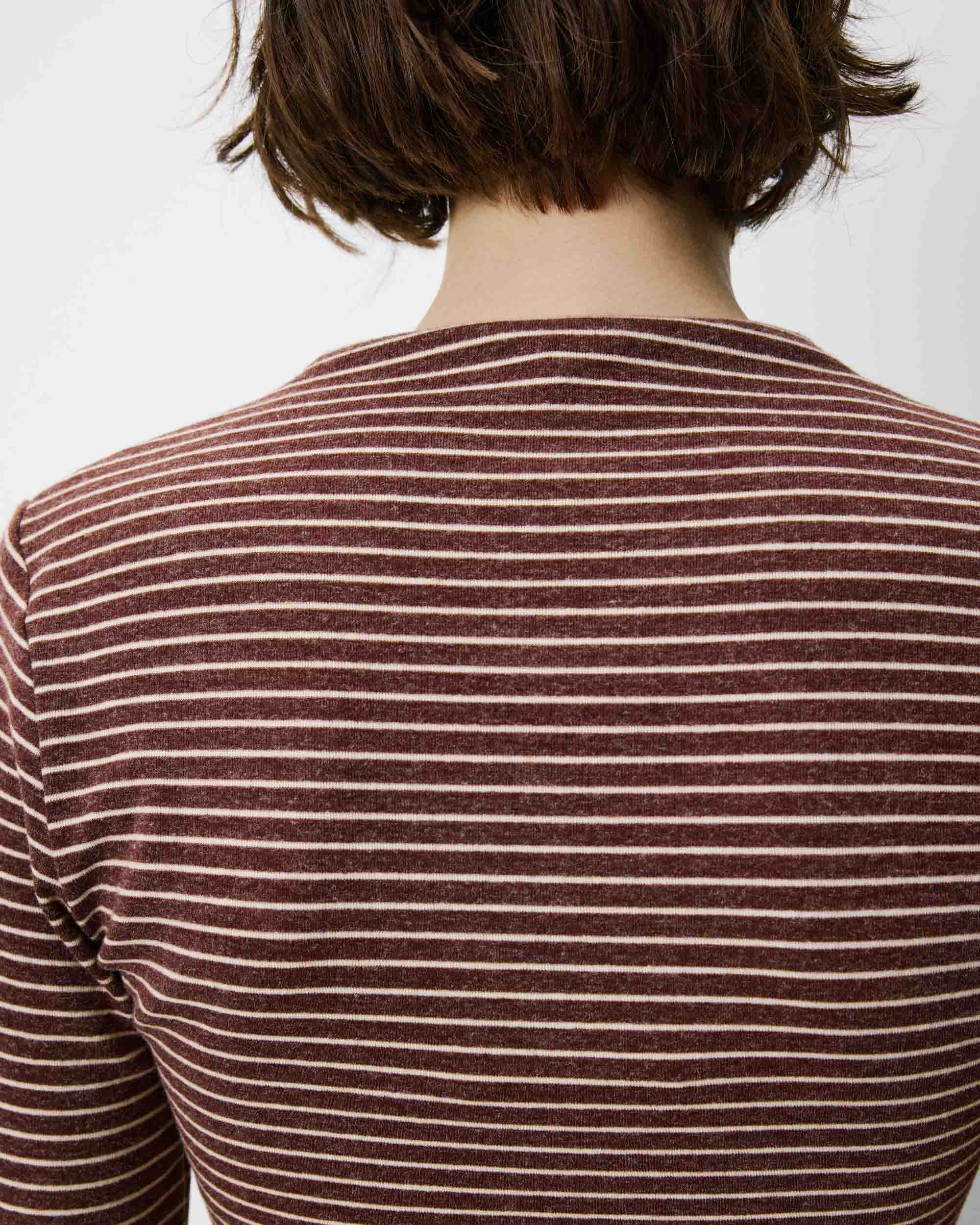 Top rayé taille froncée manches longues terracotta Aralee
