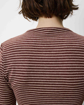 Top rayé taille froncée manches longues terracotta Aralee