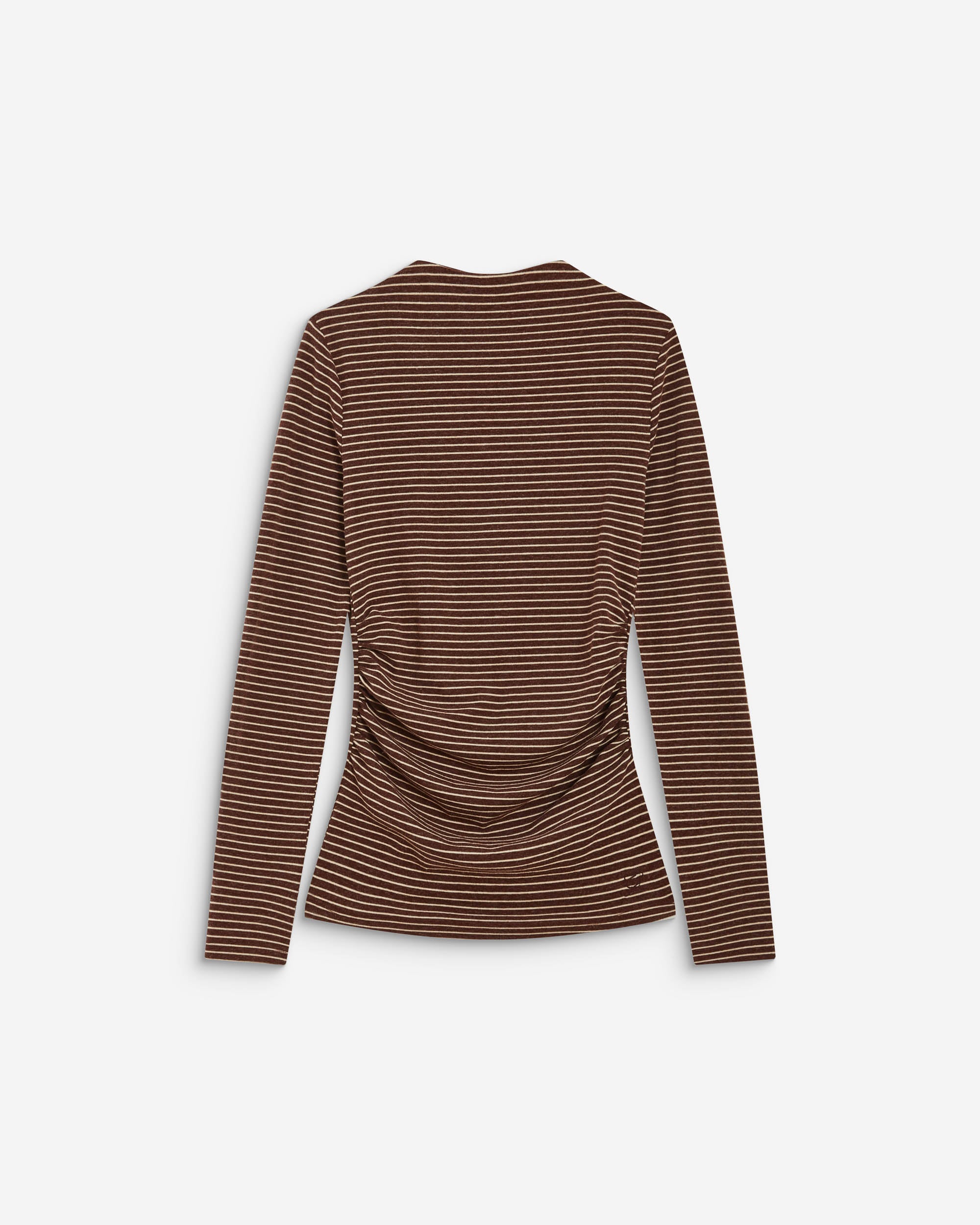 Top rayé taille froncée manches longues terracotta Aralee
