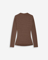 Top rayé taille froncée manches longues terracotta Aralee