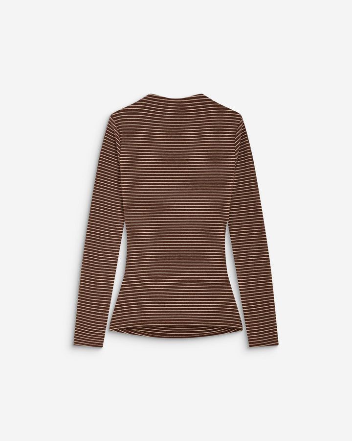 Top rayé taille froncée manches longues terracotta Aralee