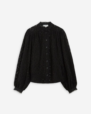 Buttoned lace blouse noir Anita