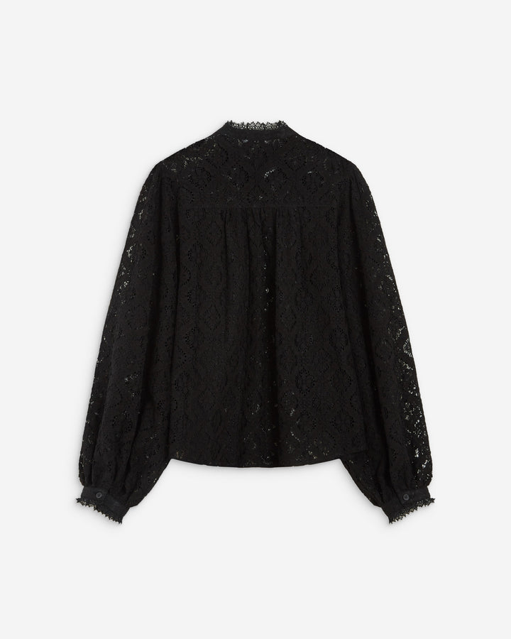 Buttoned lace blouse noir Anita