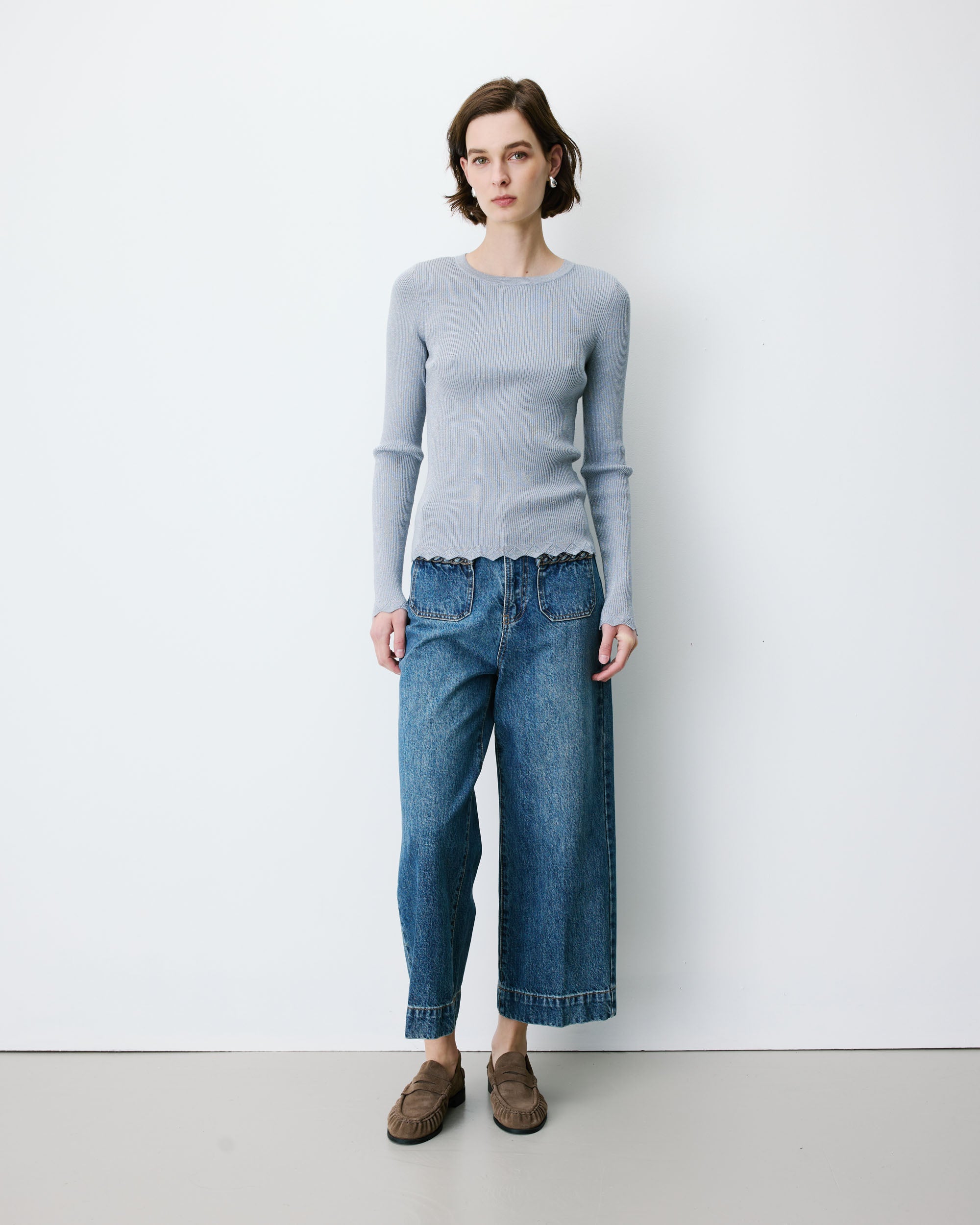 Fine-knit lurex sweater ciel Abbott