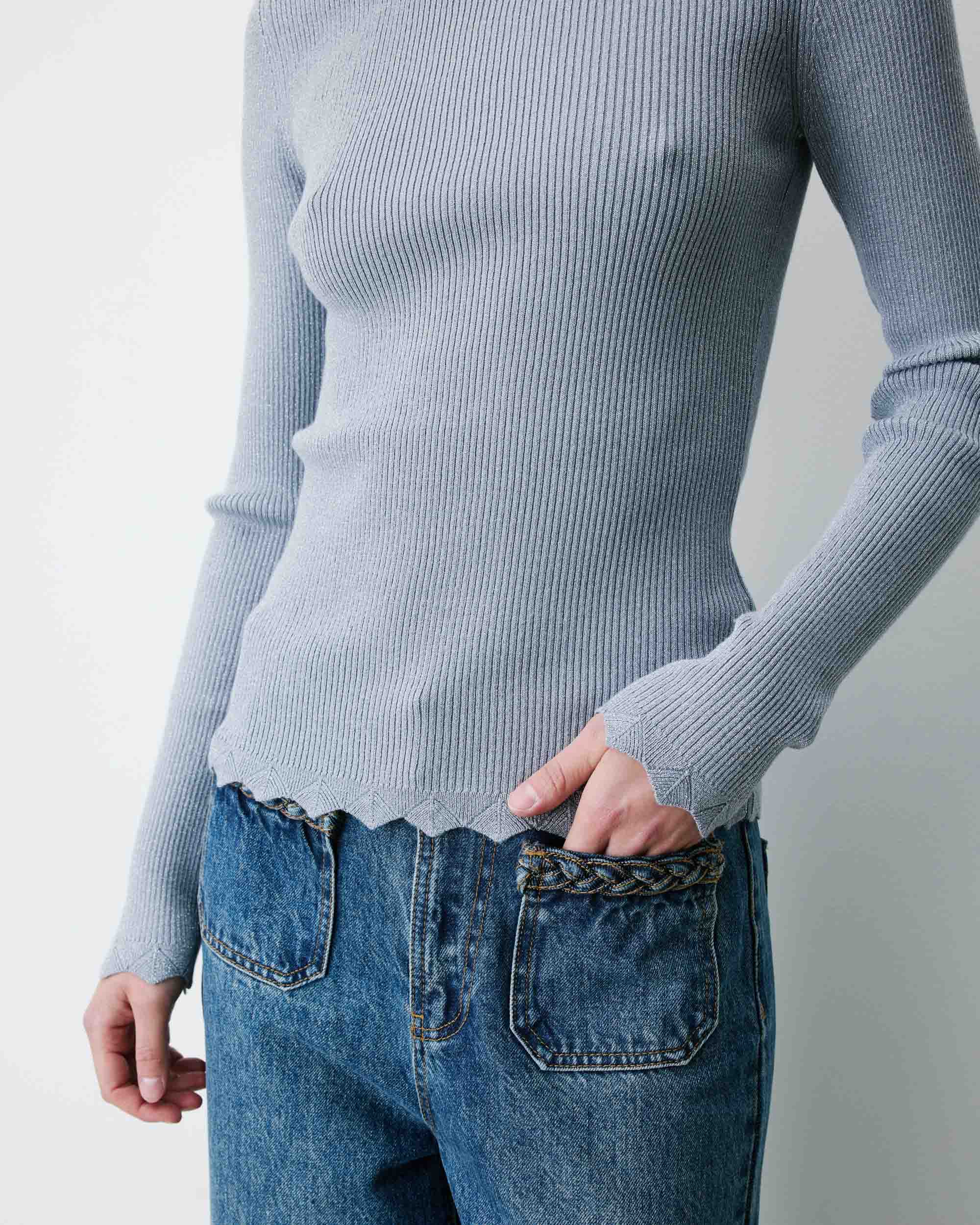Fine-knit lurex sweater ciel Abbott