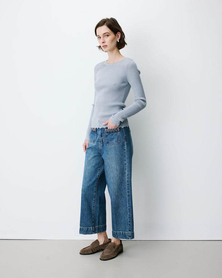 Fine-knit lurex sweater ciel Abbott