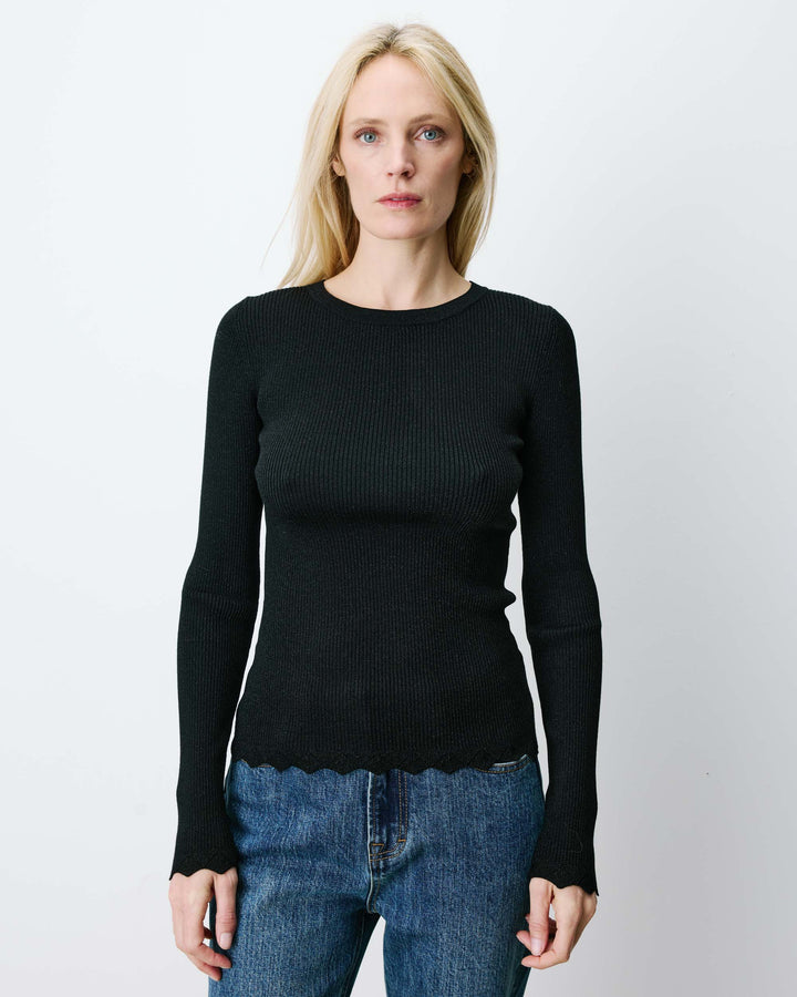 Fine-knit lurex sweater noir Abbott