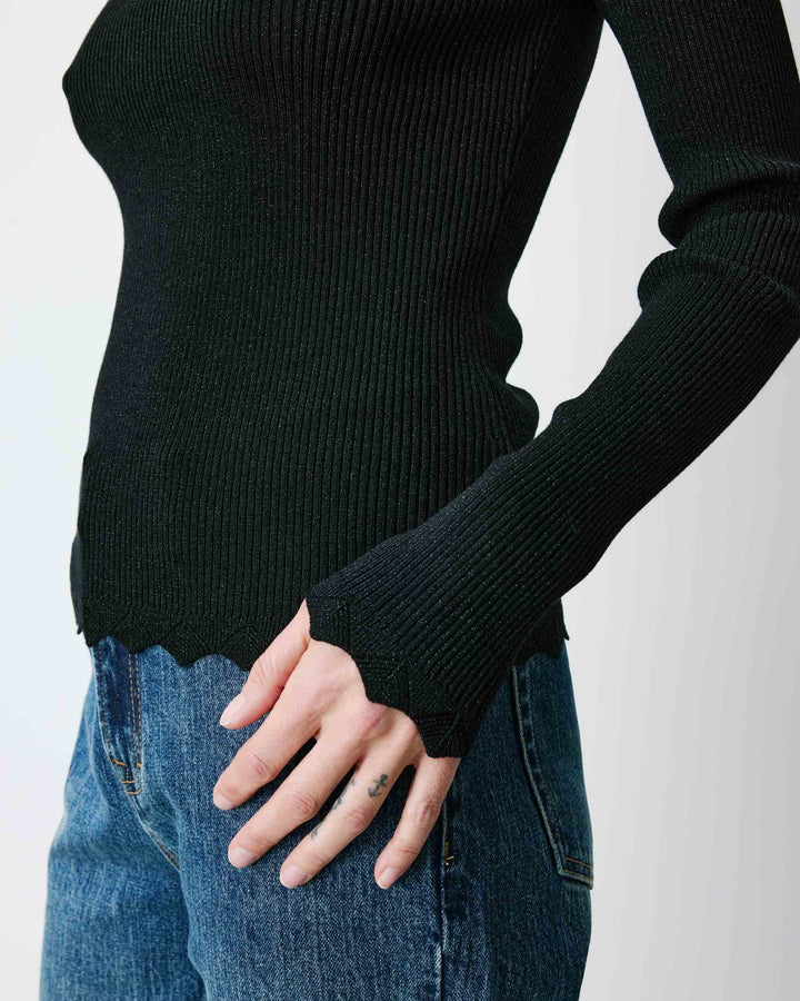 Fine-knit lurex sweater noir Abbott