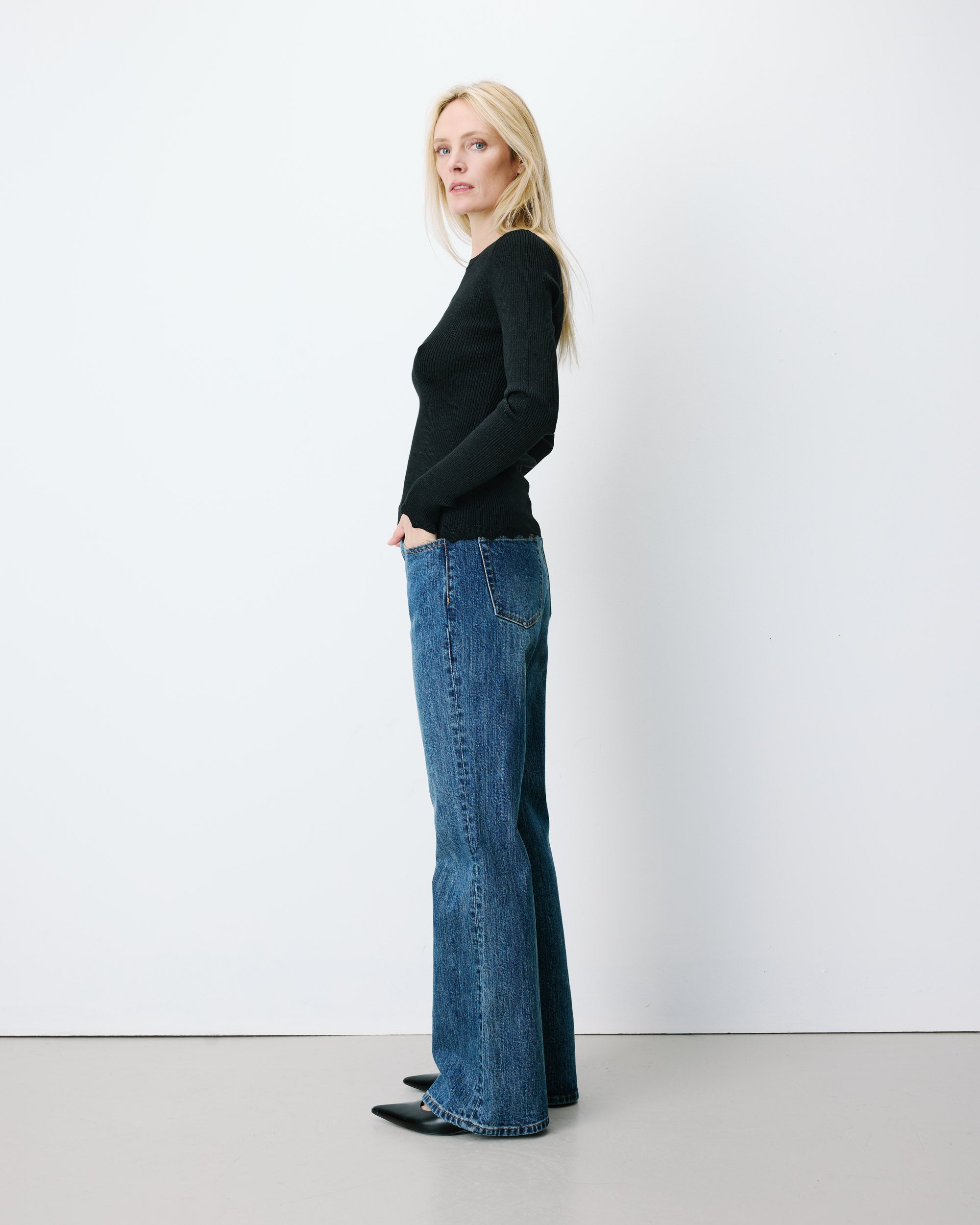 Fine-knit lurex sweater noir Abbott