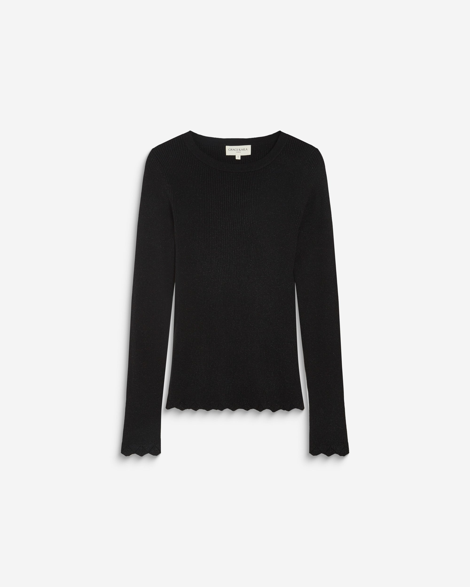 Fine-knit lurex sweater noir Abbott