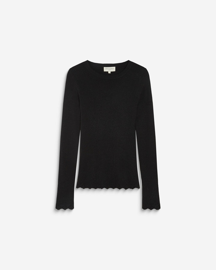 Fine-knit lurex sweater noir Abbott