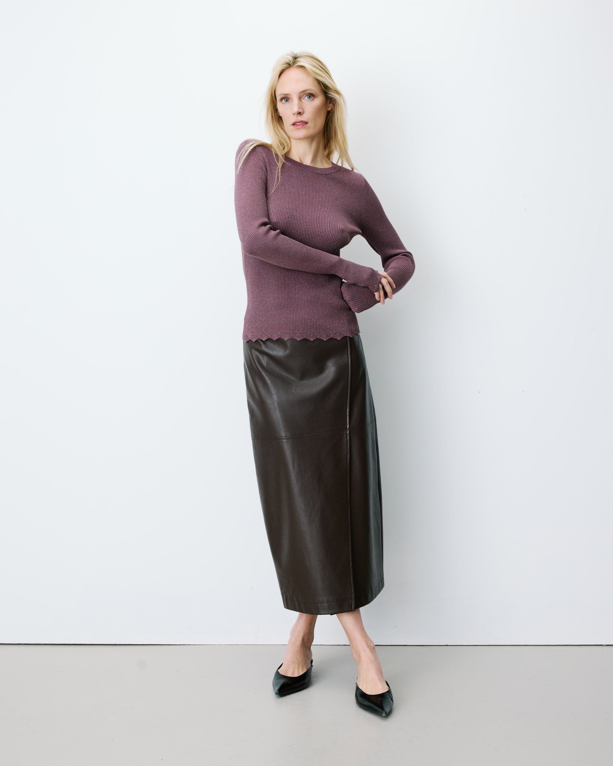 Fine-knit lurex sweater parme Abbott