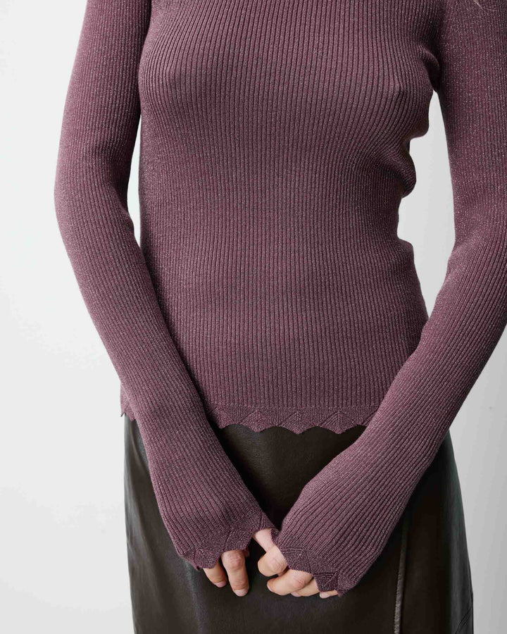 Fine-knit lurex sweater parme Abbott