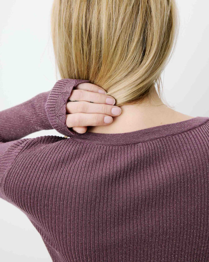 Fine-knit lurex sweater parme Abbott
