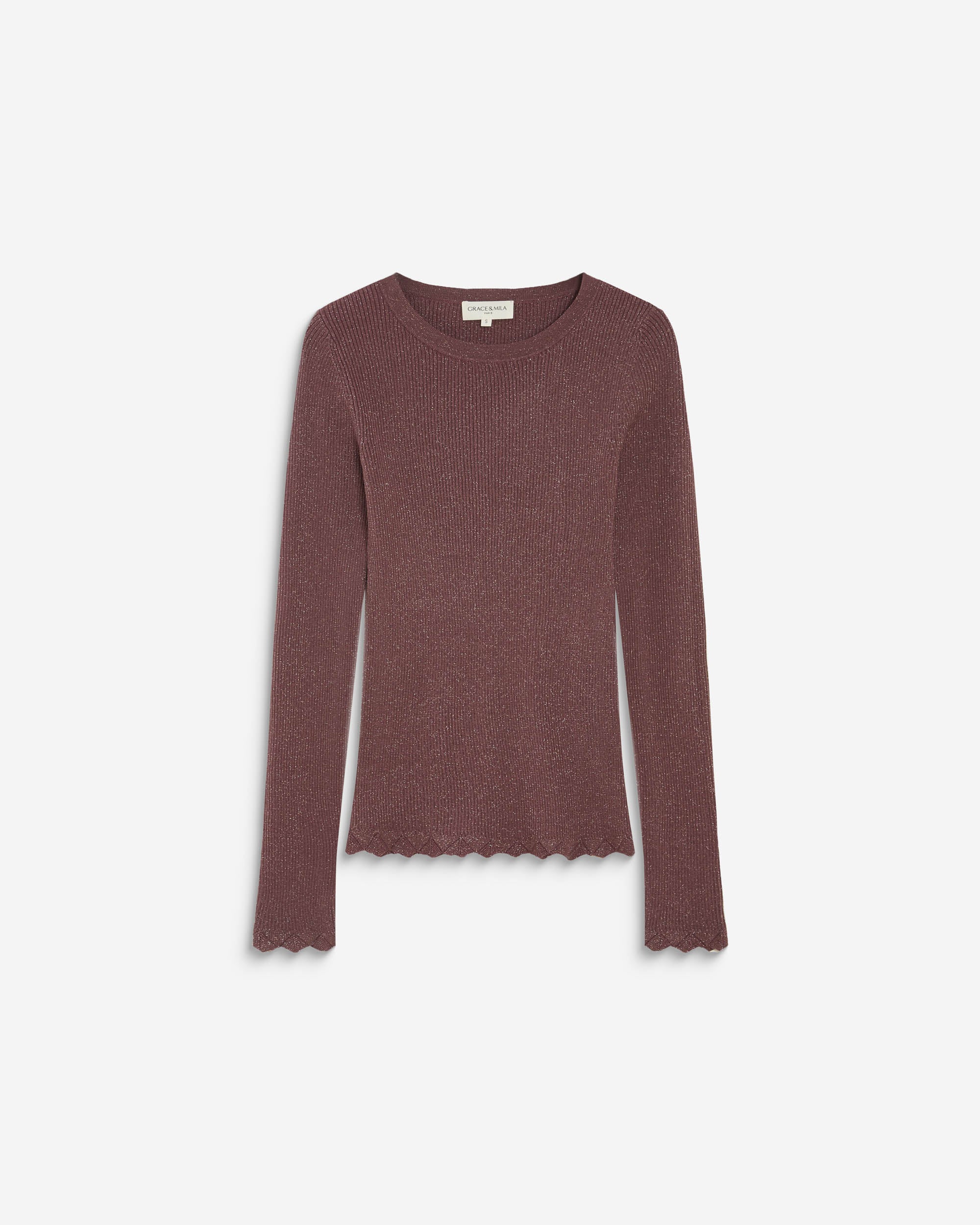 Fine-knit lurex sweater parme Abbott