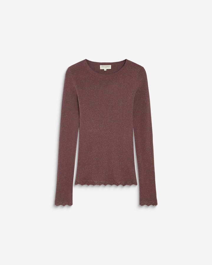 Fine-knit lurex sweater parme Abbott