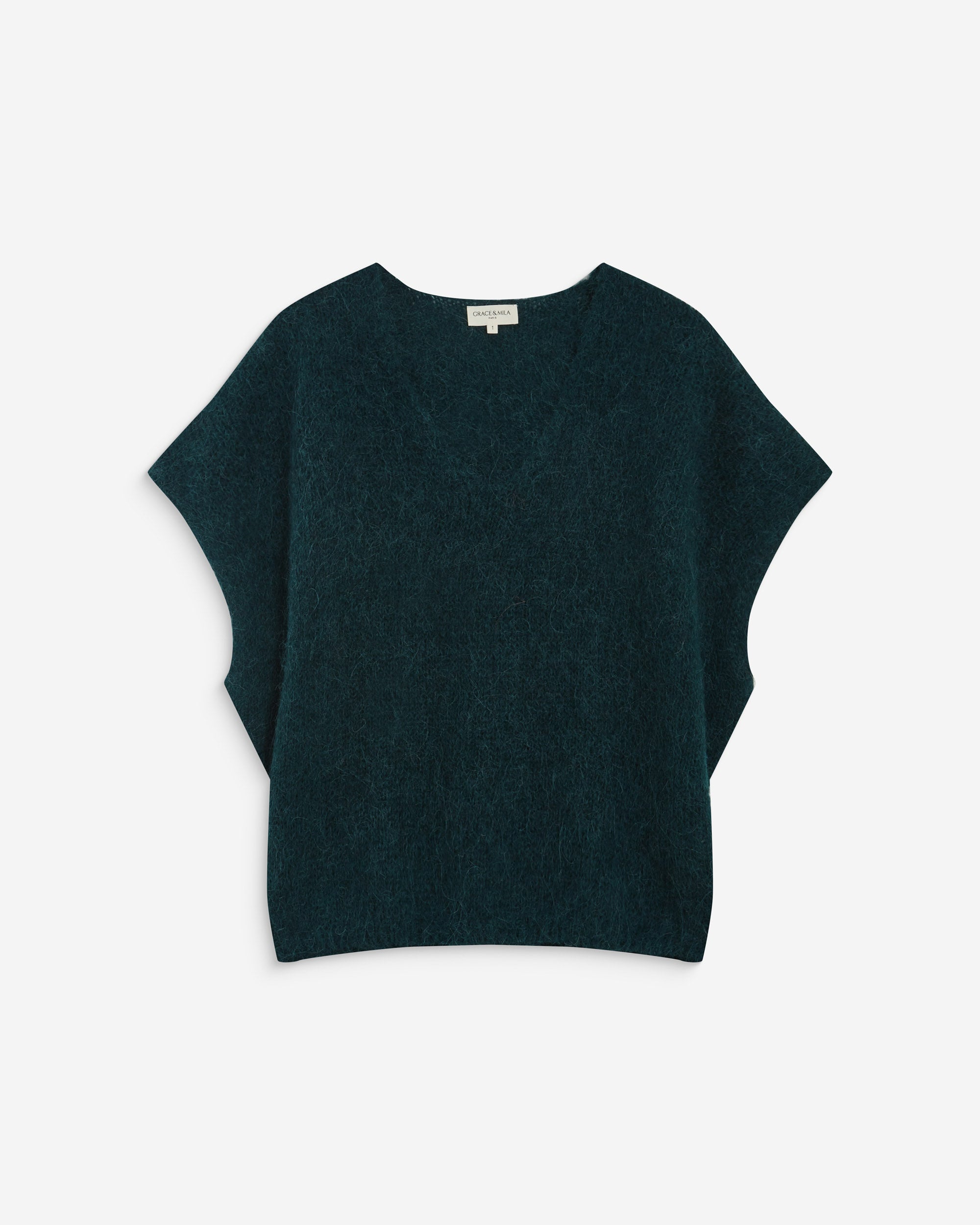 Sleeveless V-neck sweater emeraude Atticus