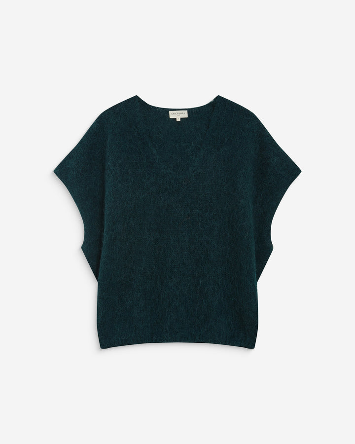 Sleeveless V-neck sweater emeraude Atticus