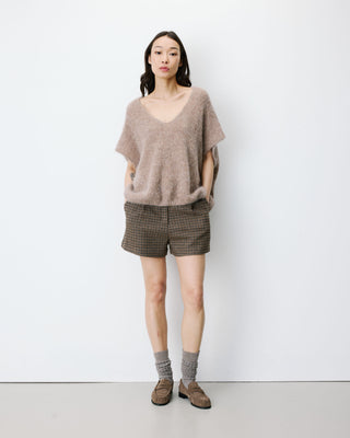 Pull ample sans manches en alpaga mélangé mocha Atticus