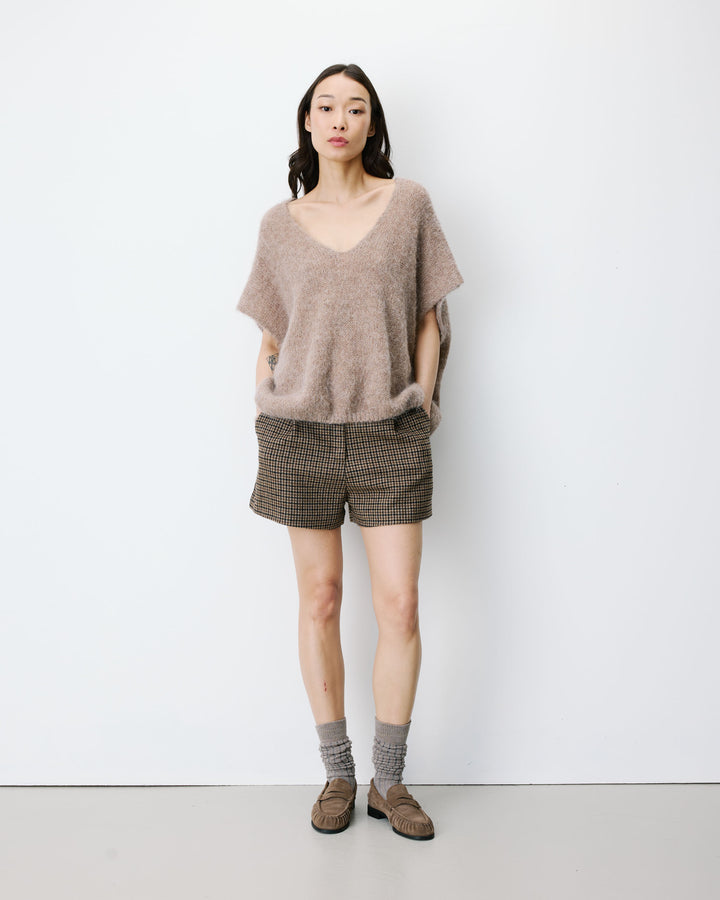 Pull ample sans manches en alpaga mélangé mocha Atticus