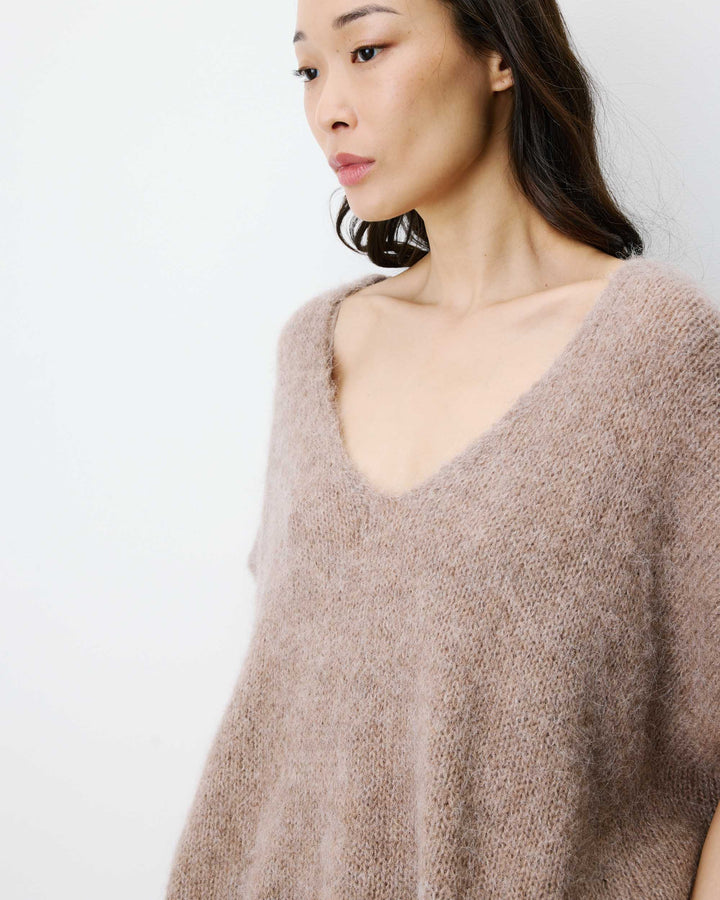 Pull ample sans manches en alpaga mélangé mocha Atticus