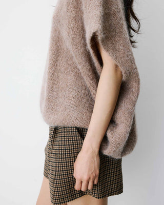 Pull ample sans manches en alpaga mélangé mocha Atticus