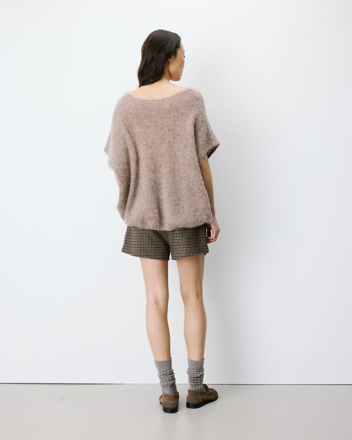 Pull ample sans manches en alpaga mélangé mocha Atticus