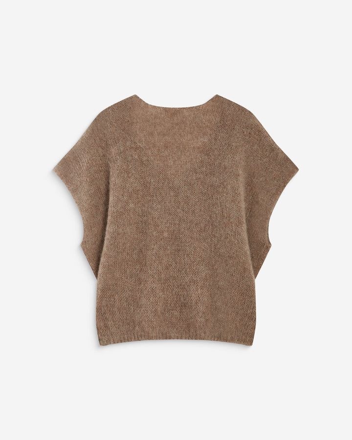 Pull ample sans manches en alpaga mélangé mocha Atticus