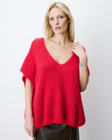 Pull ample sans manches en alpaga mélangé rouge Atticus