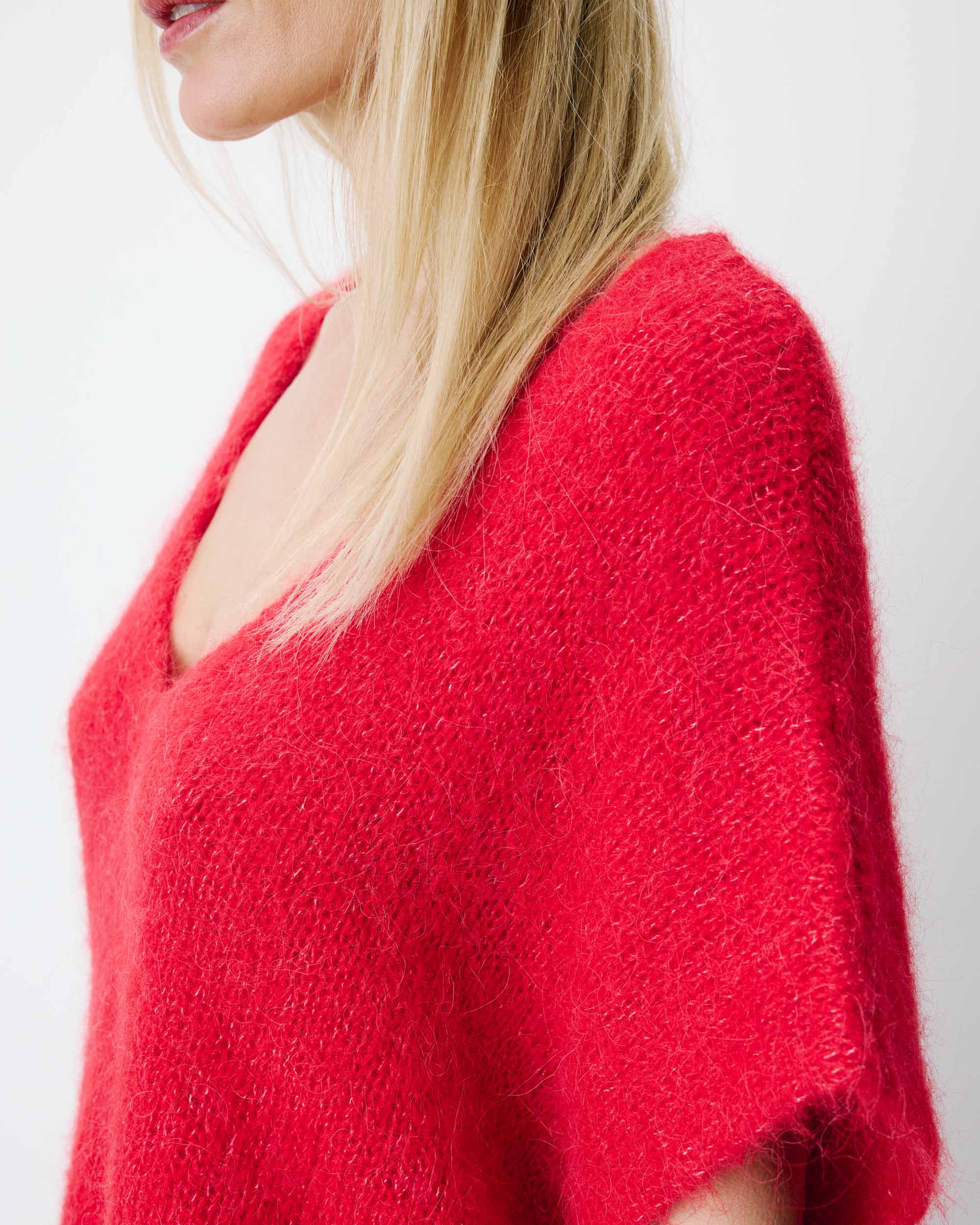 Pull ample sans manches en alpaga mélangé rouge Atticus