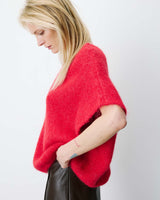 Pull ample sans manches en alpaga mélangé rouge Atticus