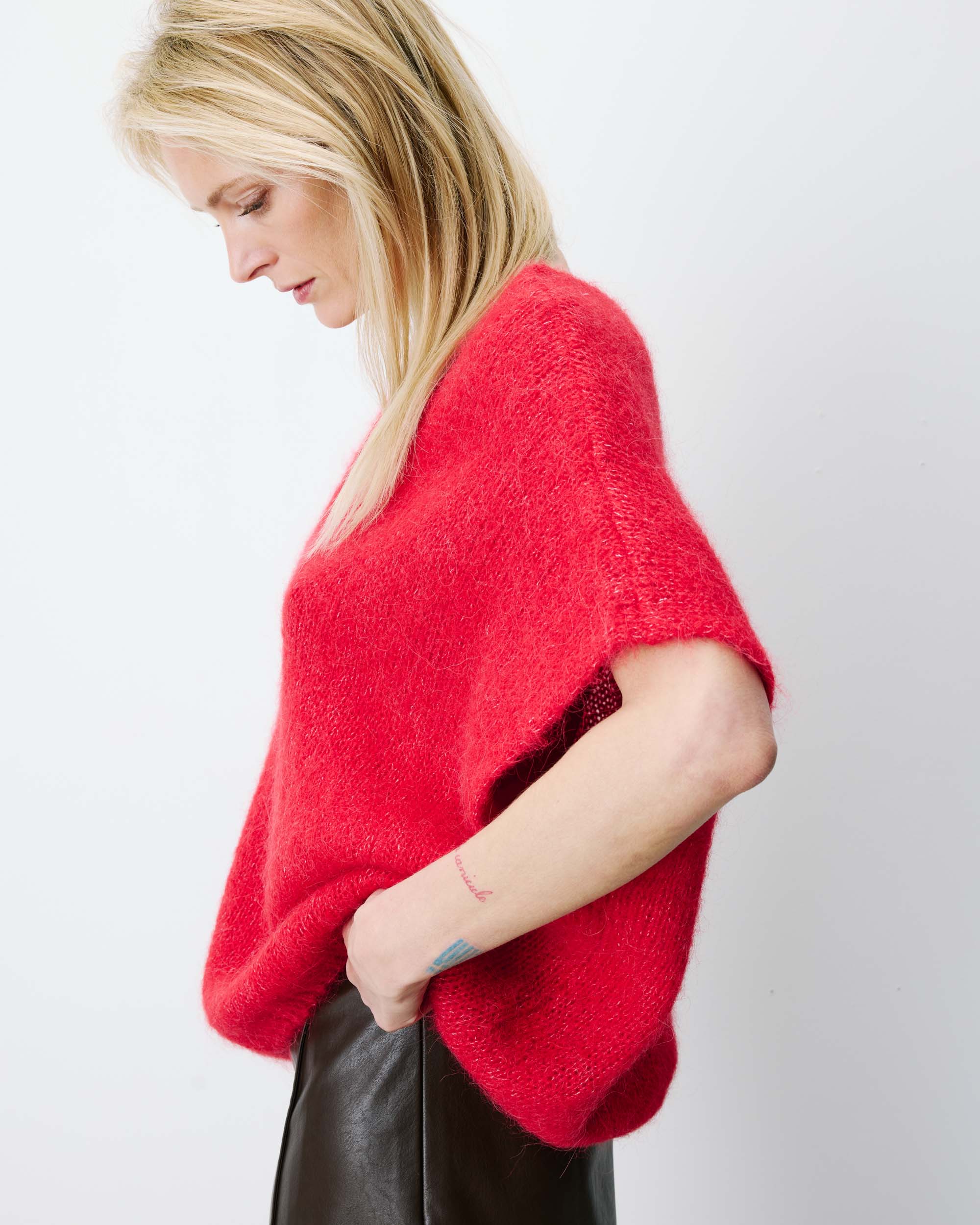 Pull ample sans manches en alpaga mélangé rouge Atticus