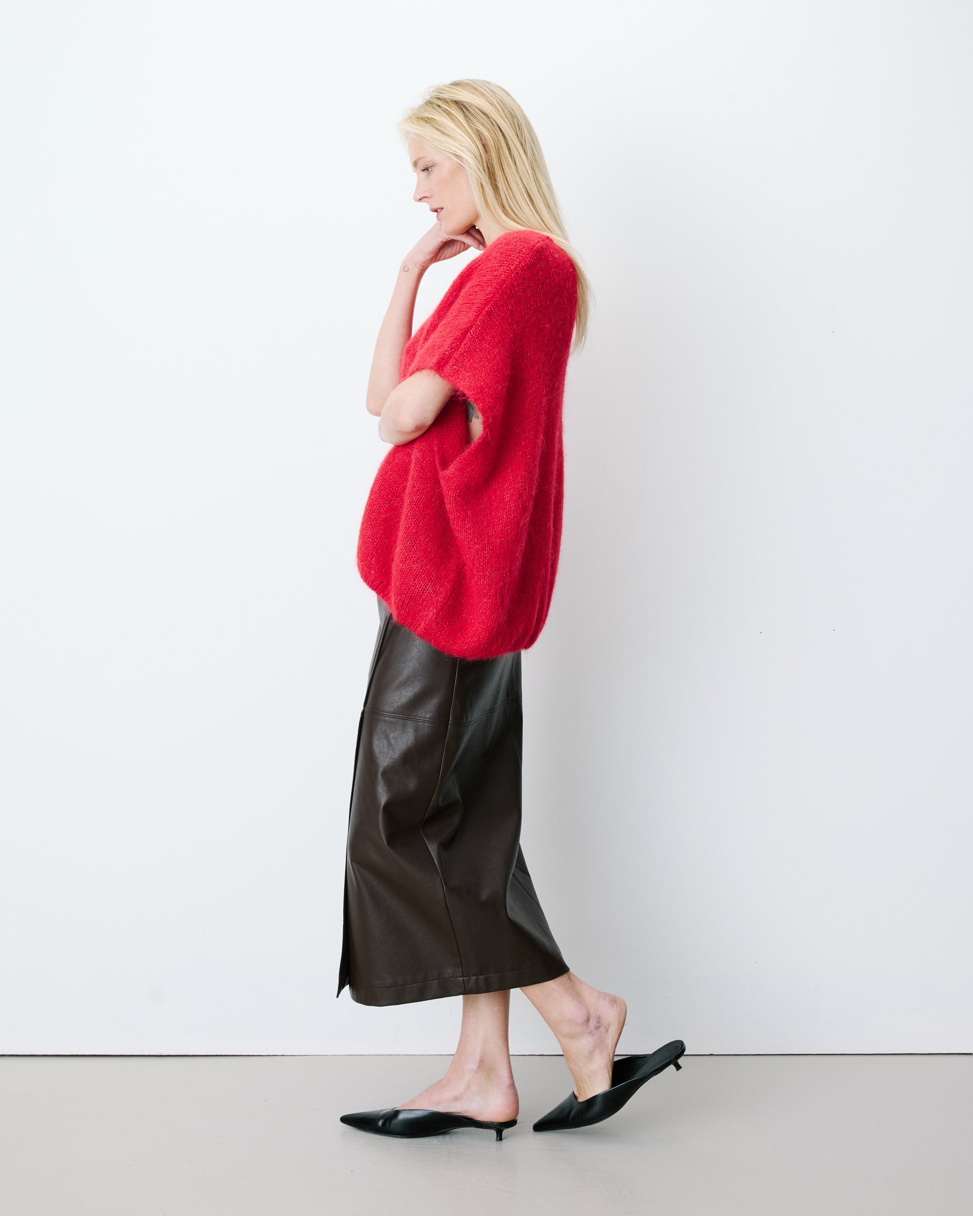 Pull ample sans manches en alpaga mélangé rouge Atticus
