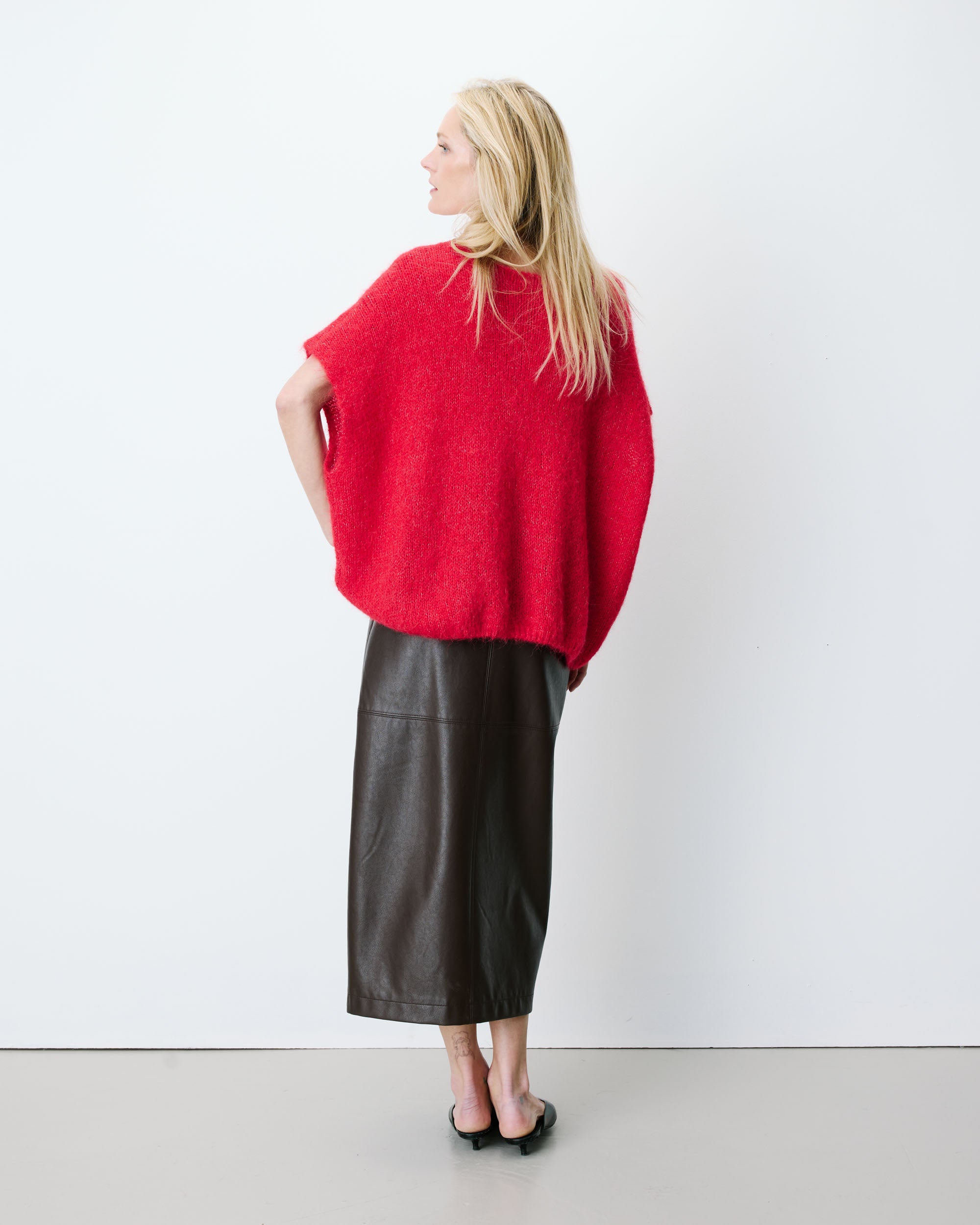 Pull ample sans manches en alpaga mélangé rouge Atticus