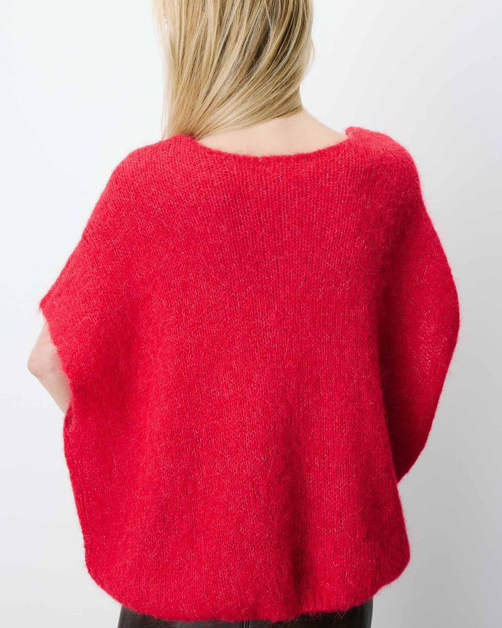 Pull ample sans manches en alpaga mélangé rouge Atticus