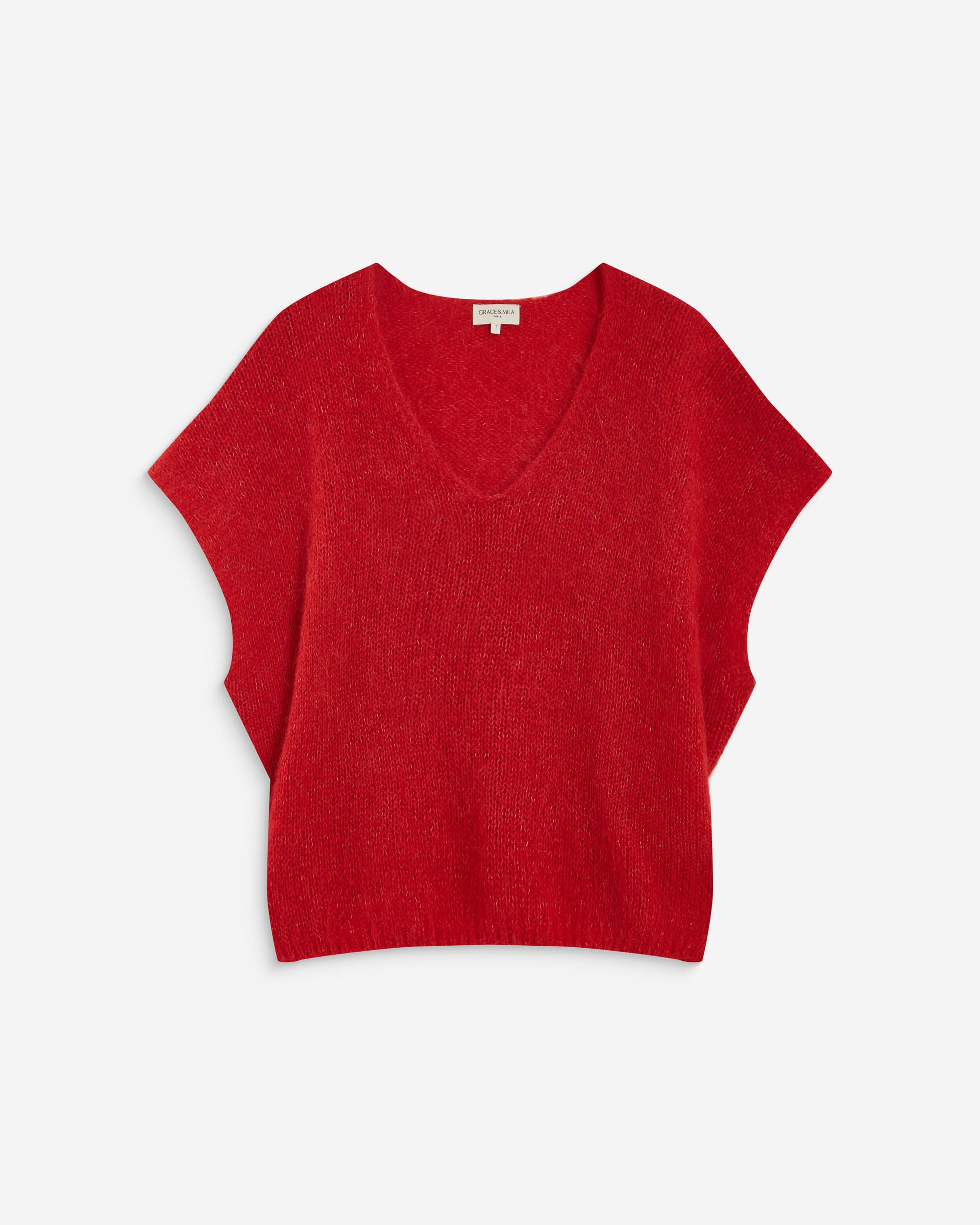 Pull ample sans manches en alpaga mélangé rouge Atticus