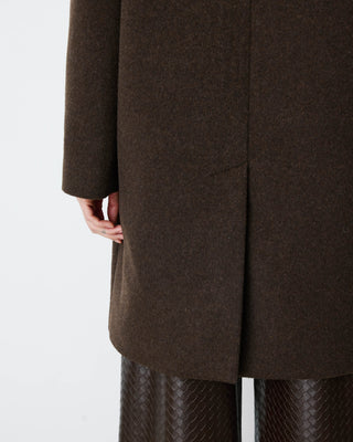 Manteau long croisé en laine mélangée chocolat Alois