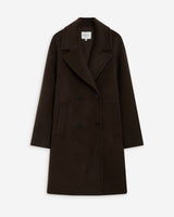 Manteau long croisé en laine mélangée chocolat Alois
