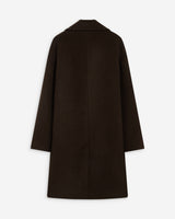 Manteau long croisé en laine mélangée chocolat Alois