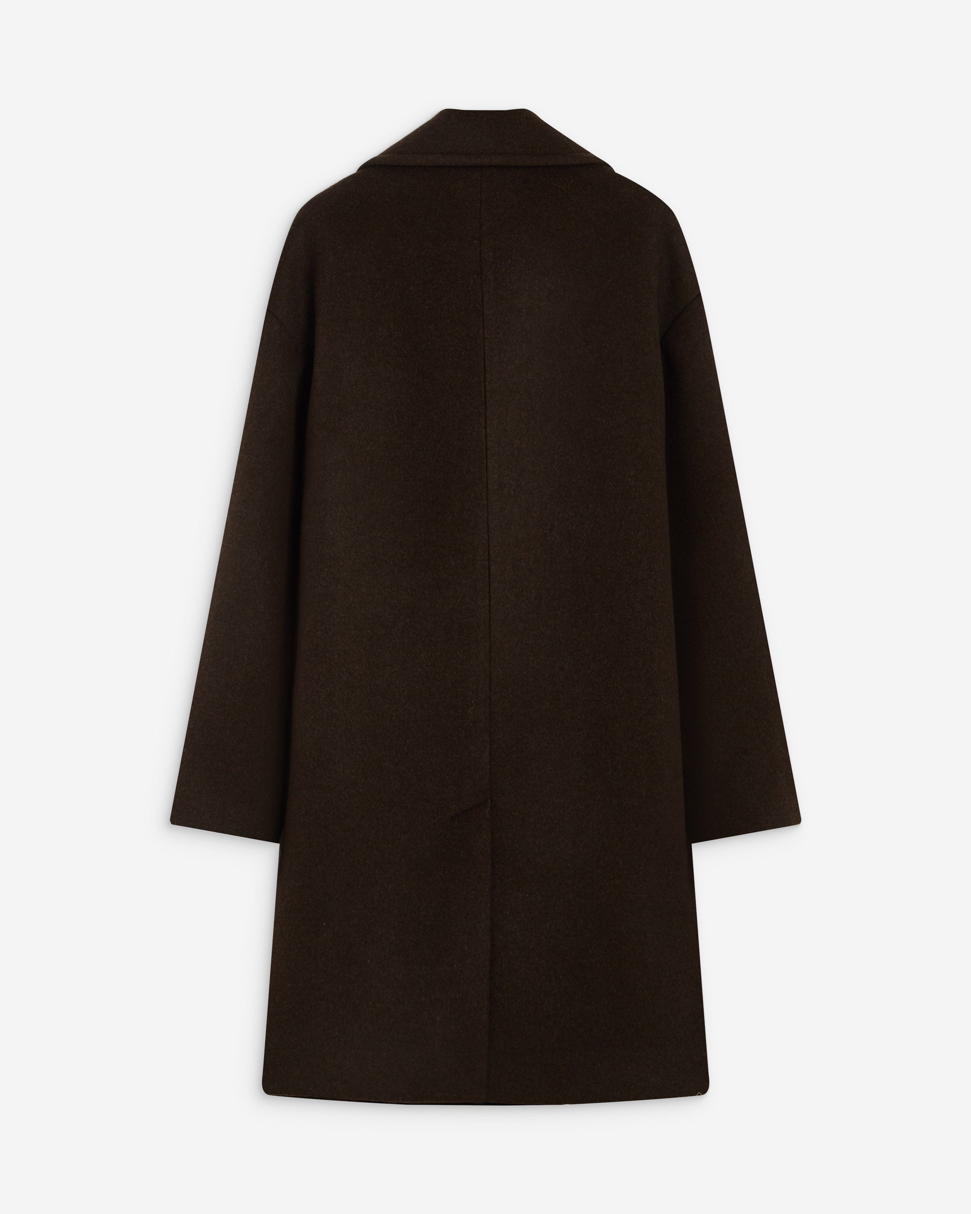 Manteau long croisé en laine mélangée chocolat Alois
