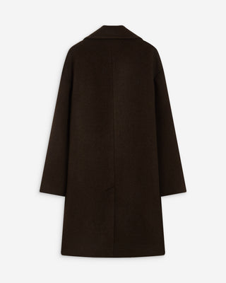 Manteau long croisé en laine mélangée chocolat Alois