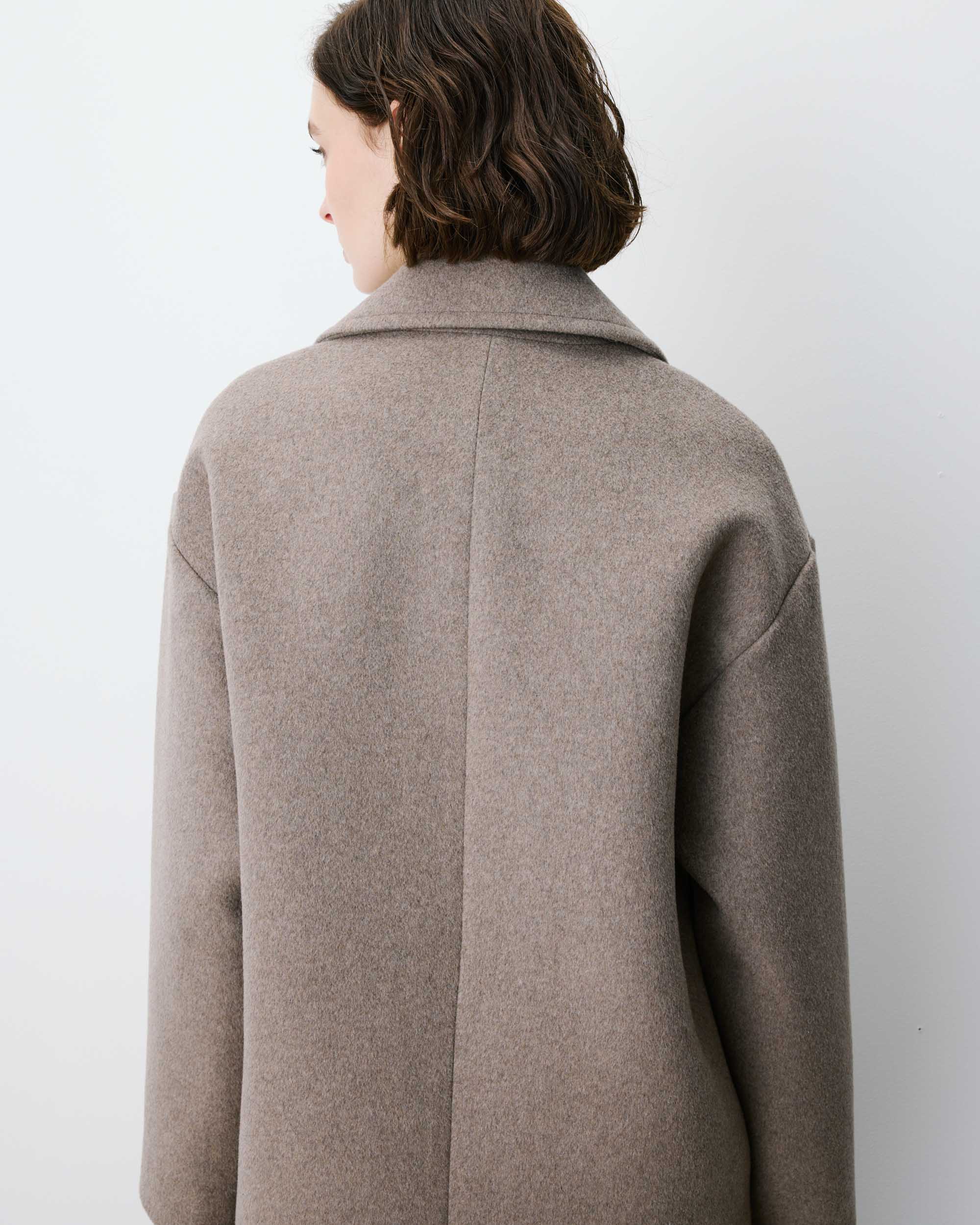 Long double-breasted coat grege Alois
