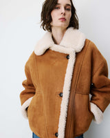 Manteau aviateur oversize en suédine camel Apollo