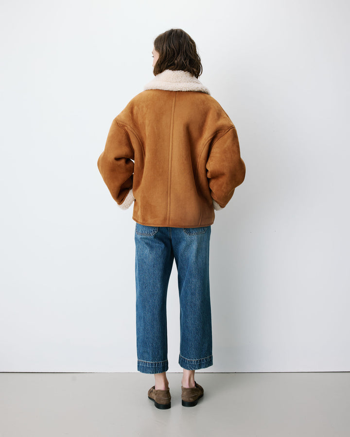 Manteau aviateur oversize en suédine camel Apollo