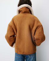 Manteau aviateur oversize en suédine camel Apollo