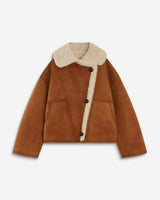 Manteau aviateur oversize en suédine camel Apollo