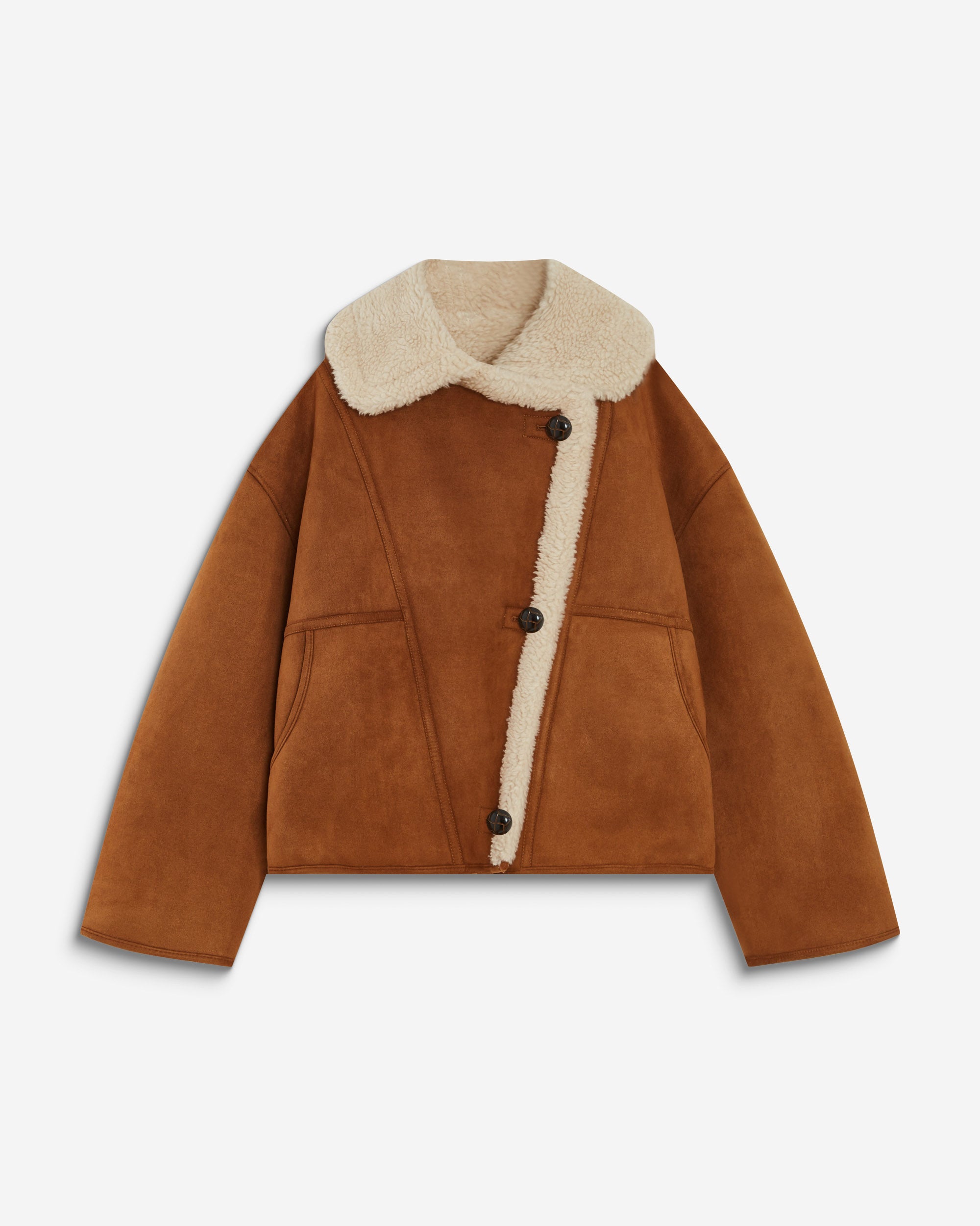 Manteau aviateur oversize en suédine camel Apollo