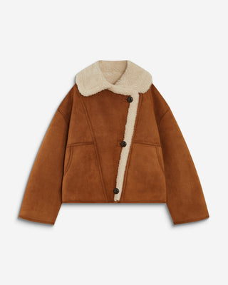 Manteau aviateur oversize en suédine camel Apollo