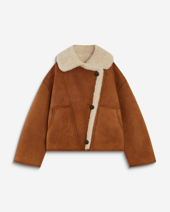 Manteau aviateur oversize en suédine camel Apollo