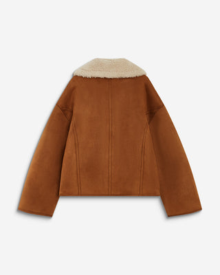 Manteau aviateur oversize en suédine camel Apollo